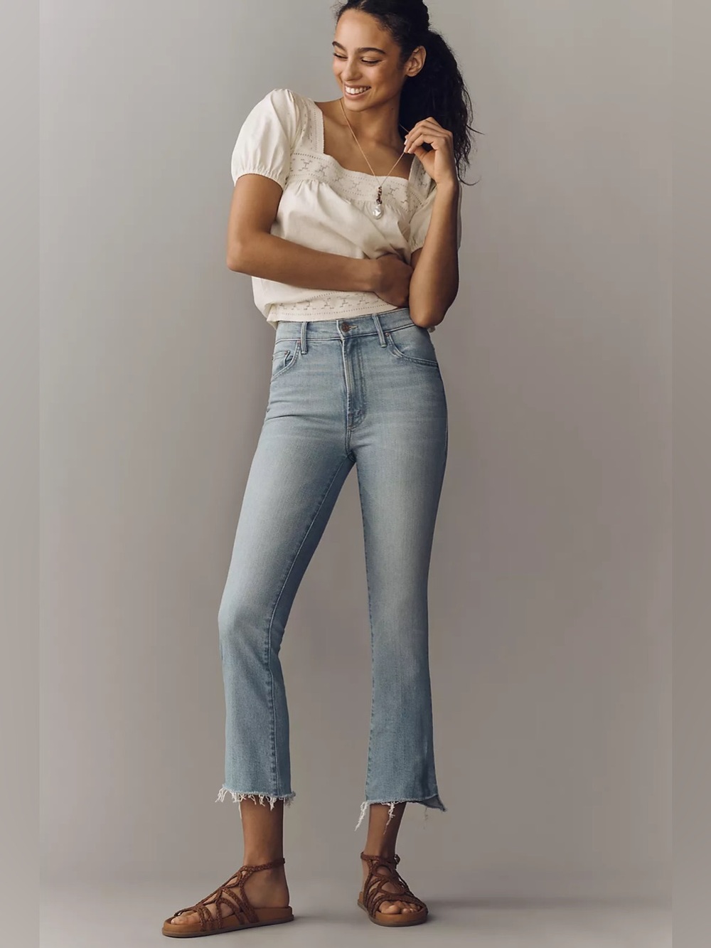 NEW MOTHER Insider High-Rise Crop Straight Jeans in You’re My Favorite, Size 28